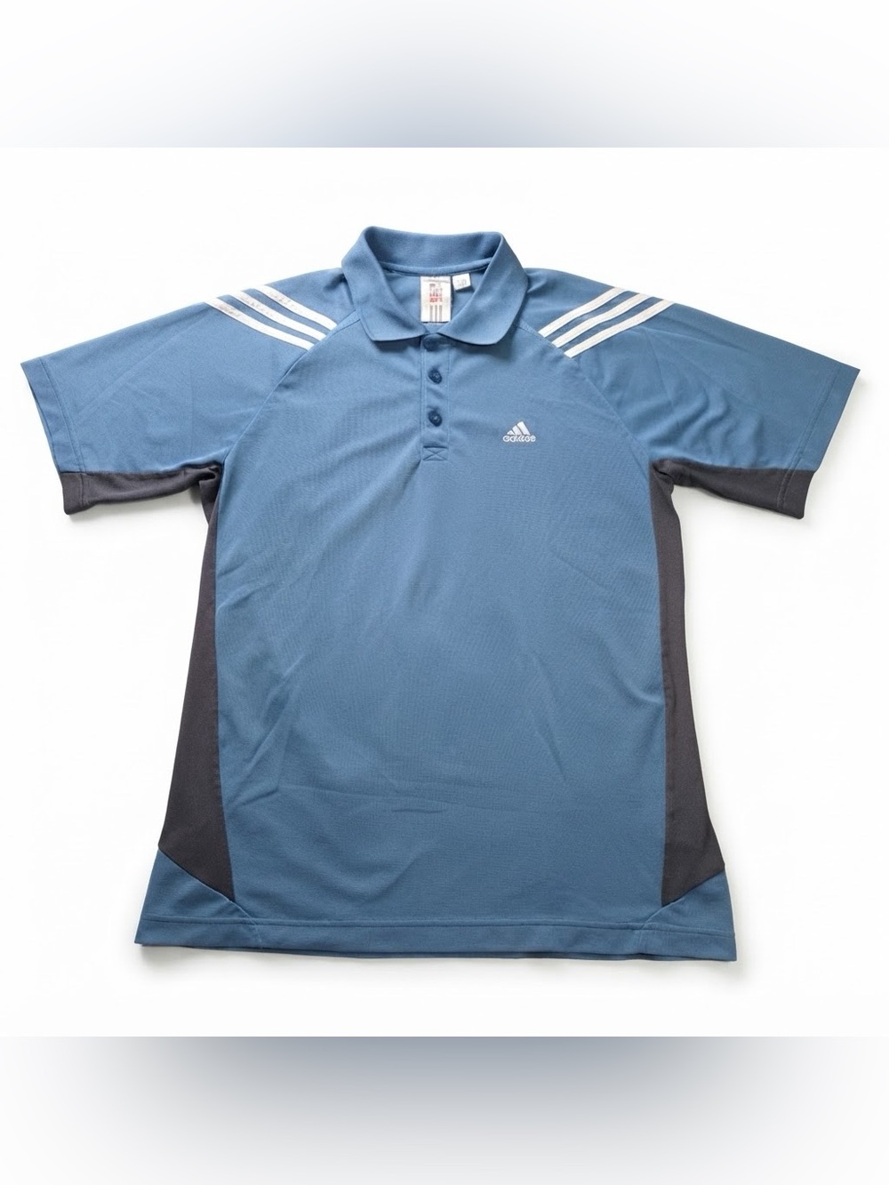 Adidas Climacool Polo Shirt Mens Medium Blue 3 Stripe Short Sleeve Golf Tennis